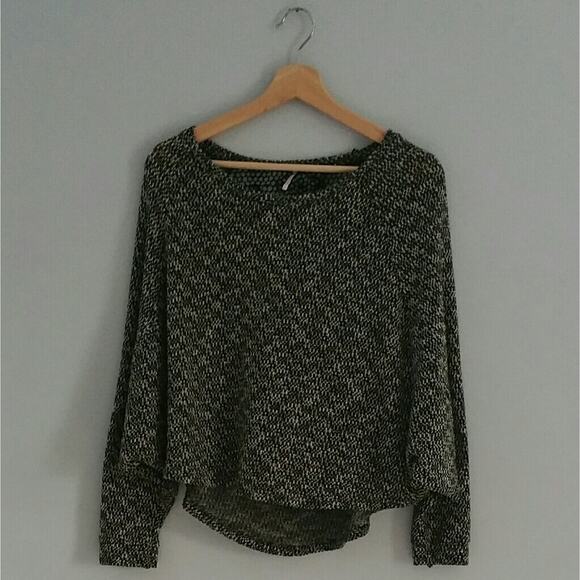 Poof! Black Sweater With Lace Panel Size Large - Picture 1 of 7